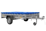 Rimorchio ribaltabile a un asse 264x150 cm con telone blu