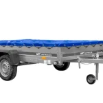 Rimorchio ribaltabile a un asse 264x150 cm con telone blu